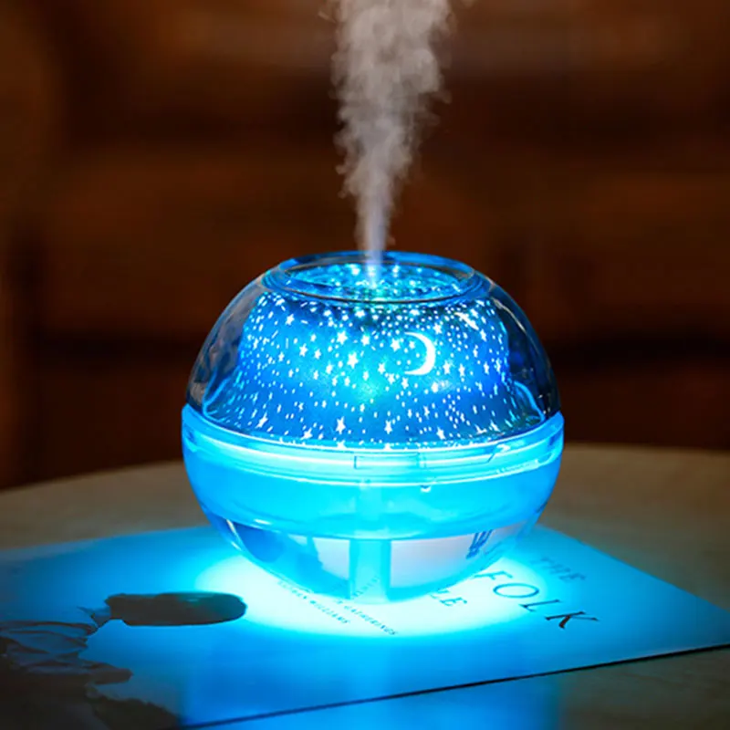 

USB Colorful Crystal LED Air Humidifier Light Creative Air Purifier Spray Night Lights 500ml Super Mute Aroma Atomizer Diffuser