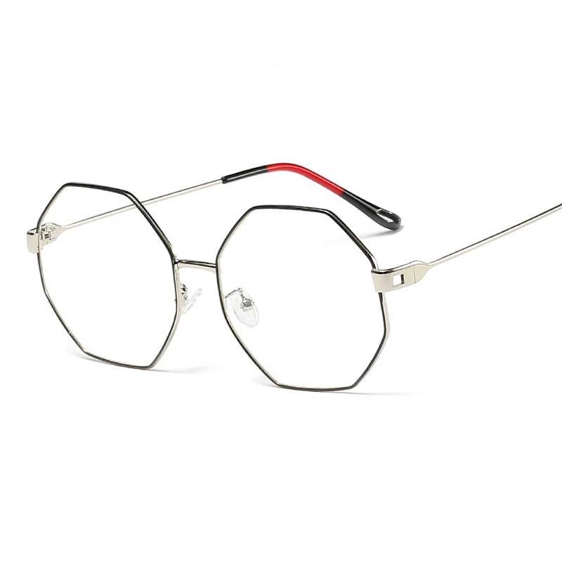 HBK Роскошные прозрачные шестигранные очки оправа женские Брендовые очки винтажные сплав оттенки трендовые квадратные оптические оправа для Компьютерных Очков