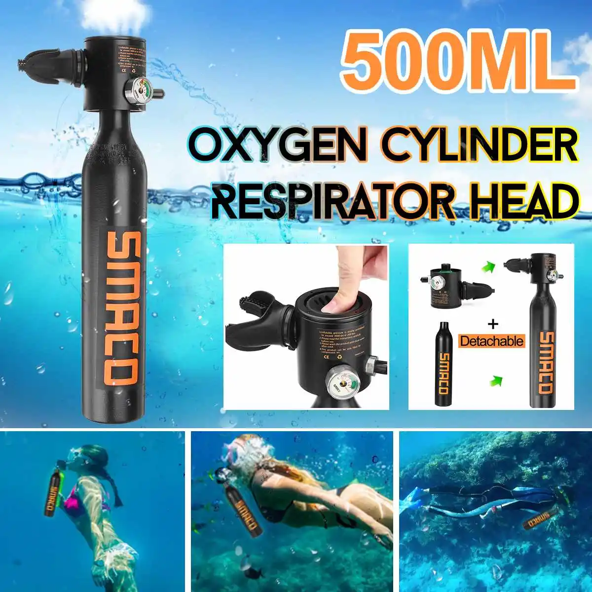

Underwater Diving Accessory Tool SMACO 0.5ml Diving Equipment Mini Scuba Diving Cylinder Scuba Oxygen Cylinder Air Tanks so on