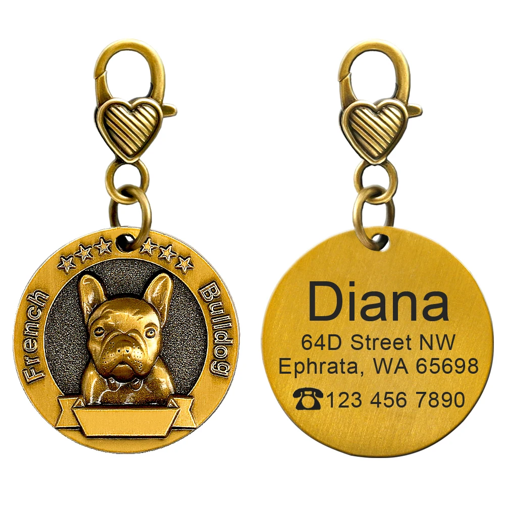Pet ID Tags Dog Collar Tags Pet ID Medal Pendant Personalized Dog ID Tag Dogs Tags Nameplate Anti-lost Free Engraving Pet Pendant For Collars Necklace Copper Plated