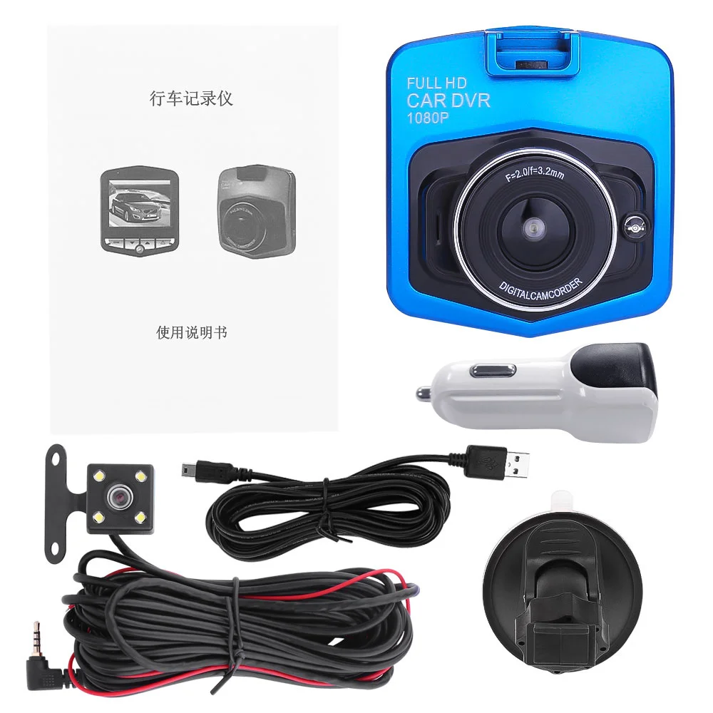 2," HD 1080P двойной объектив заднего вида автомобиля dvr камера видео рекордер Dash Cam g-сенсор