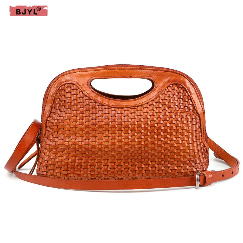 

BJYL Genuine Leather Women handbags top layer leather female shoulder bags vintage new fashion ladies shoulder messenger bag
