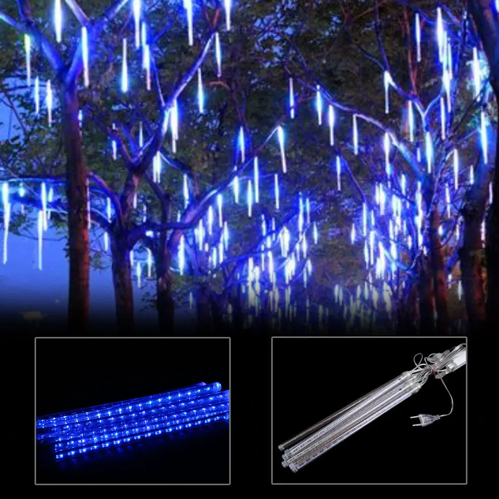 

30CM Blue Light Meteor Shower Rain 8 Tube LED Lights Outdoor Christmas Decoration Lamp