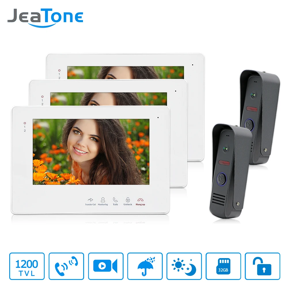 

JeaTone 7 inch Screen Color Video Door Phone Intercom System Video Doorbell Camera Intercom Monitor Door Bell Video
