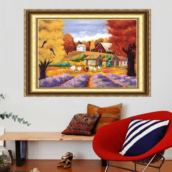 

2018 New Real Diy Diamond Painting Cross-stitch Pattern Embroidery With Tools Romantic Landscape Craft Gift 40*30 Free Shipping