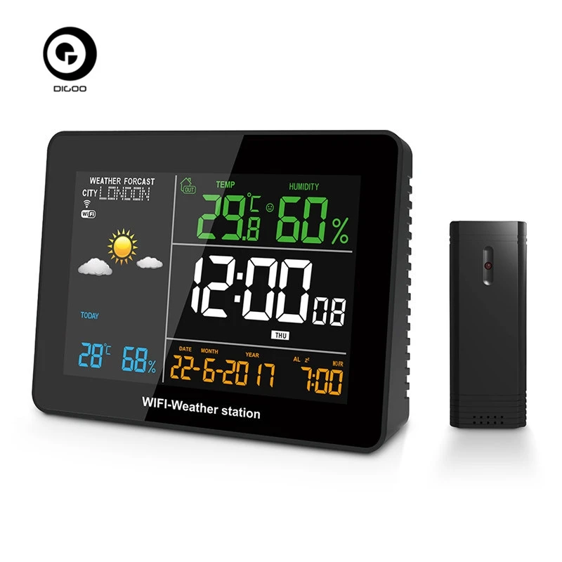 

DIGOO DG-TH8788 APP Remote Setting WIFI Weather Station Automatic Connect Smart Home Multifunction Thermometer Hygrometer
