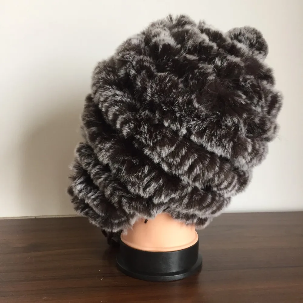 Новинка, женская зимняя теплая шапка из натурального кроличьего меха, головной убор, зимняя теплая шапка,, KAH356
