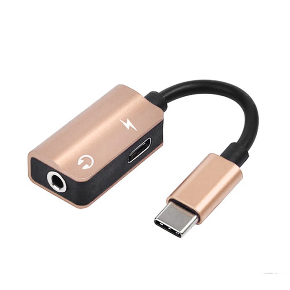 New 2 in 1 Type-c Male to 3.5mm Audio Digital + Type-c Female Adapter Cable for Headphone Headset Smartphone Android/iOS