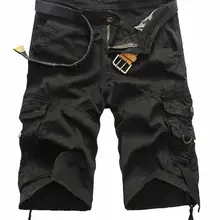 Горячая Лето карго мульти карман бермуды masculina прямое длины до колена камуфляж и твердые хлопок Рабочая одежда шорты мужские