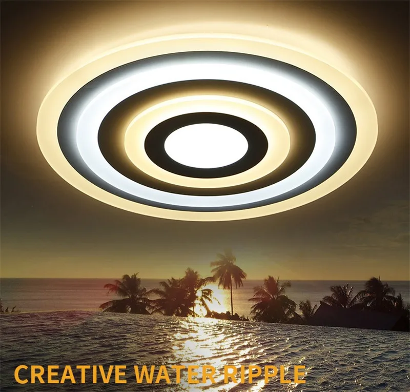 Us 47 5 Modern Ultra Thin Led Acrylic Ceiling Lamp Round Water Pattern Design Three Ring Creative Living Room Bedroom Lamp Study Lamp In Ceiling