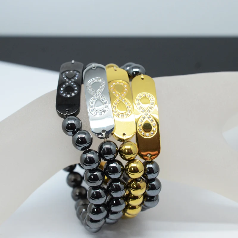 Escalus магнитный браслет для мужчин из нержавеющей стали 23 шт. кристаллы Счастливое число восемь модные ювелирные изделия очаровательные женские браслеты