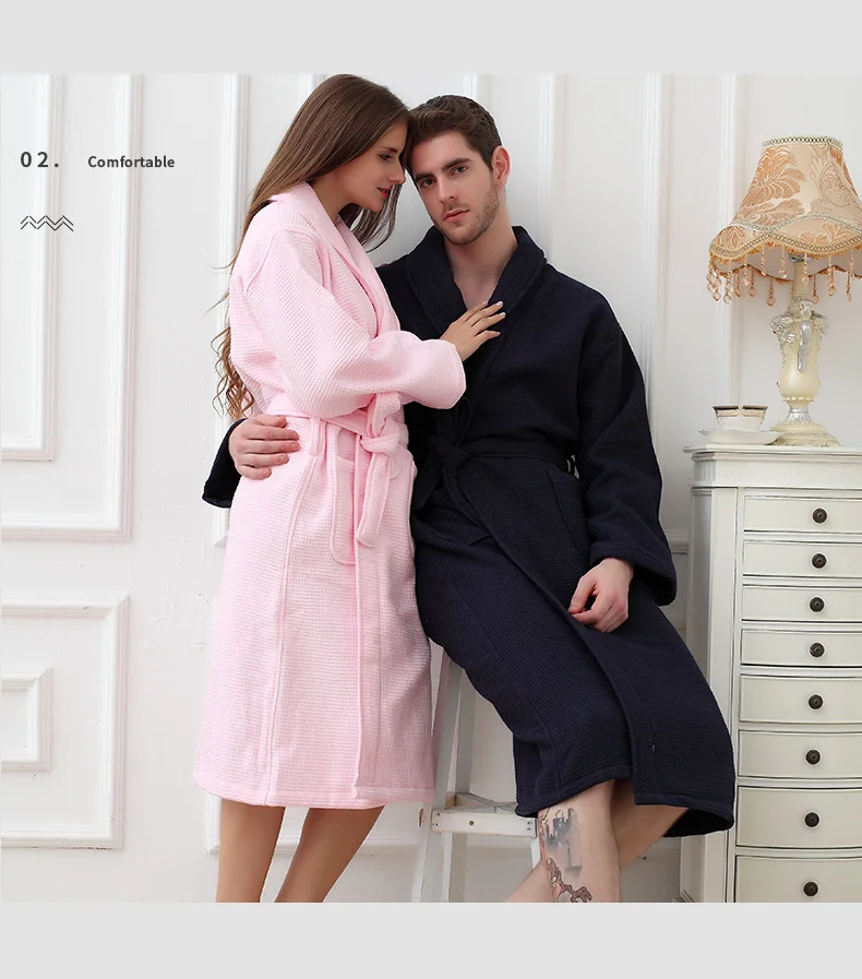 Bath Robe Men warm Cotton Robes For Men Dressing Gown Bathrobe Towel Fleece Men Bathrobe Men's Robes Kimono Robe White Pink