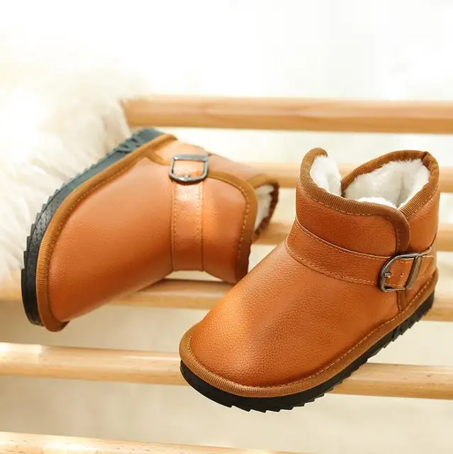 Comfy kids winter Fashion Child Leather Snow Boots For Girls Boys Warm Martin Children Dress