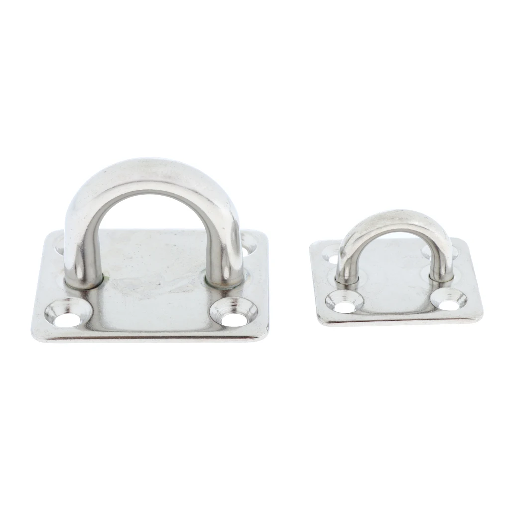 2Pcs Heavy Duty 304 Stainless Steel Square Pad Eye Plate Shade Sail Sailboat 5mm Boat Square Eye Plate