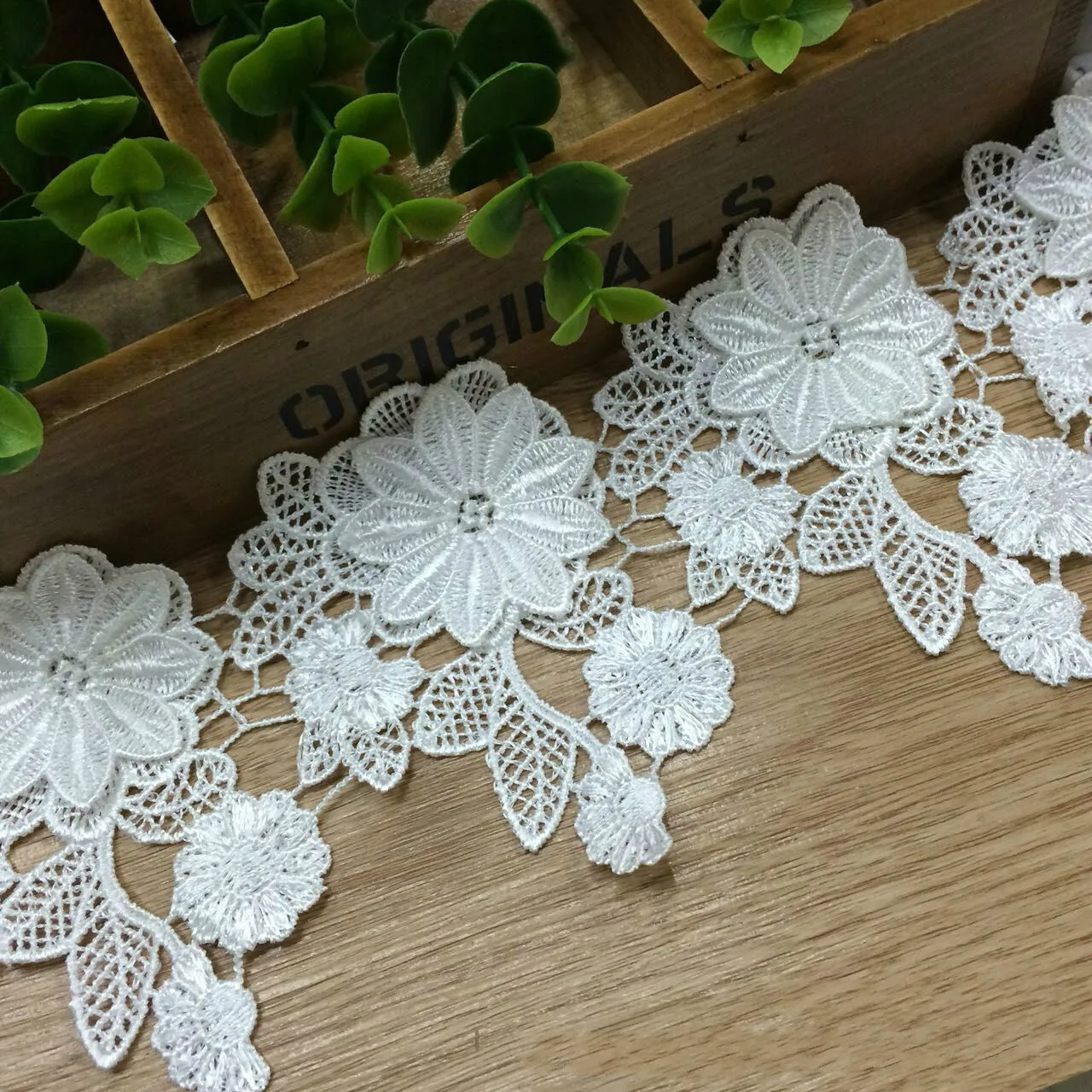 

15 Yards Lace Fabric Sewing Double Flower Clothing Accessories DIY Water Soluble Lace Net Embroidered Webbing Decoration