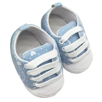 

Kids Infant Baby Boys Girls Soft Soled Cotton Crib Shoes Laces Prewalkers