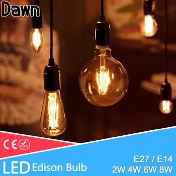 

Lampada LED Filament Glass Light Edison Blub Lamps dimmable 220V LED Edison chandelier E14 E27 240V Vintage Led Bulb 2W 4W 6W 8W