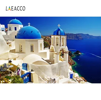 

Laeacco Sea Island House Town Resort Holiday Portrait Scenic Photographic Backdrop Photo Backgrounds Photocall Photo Studio