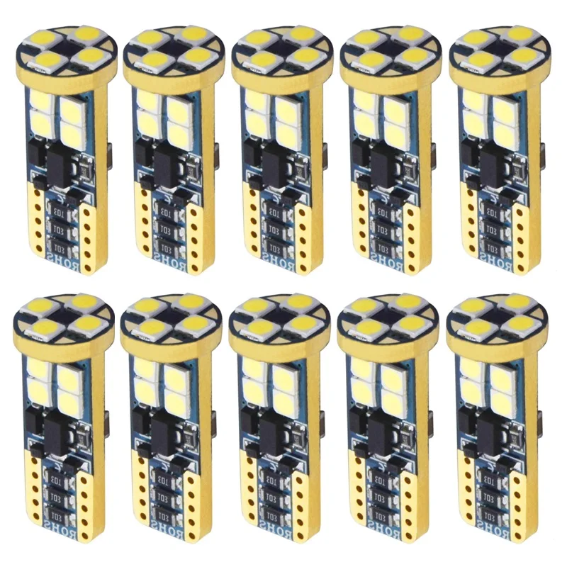 

10PCS T10 W5W 501 LED Car Parking Light 500LM Super Bright 3030 SMD CANBUS NO ERROR Auto Reading Lamp WY5W Wedge Tail Side Bulb