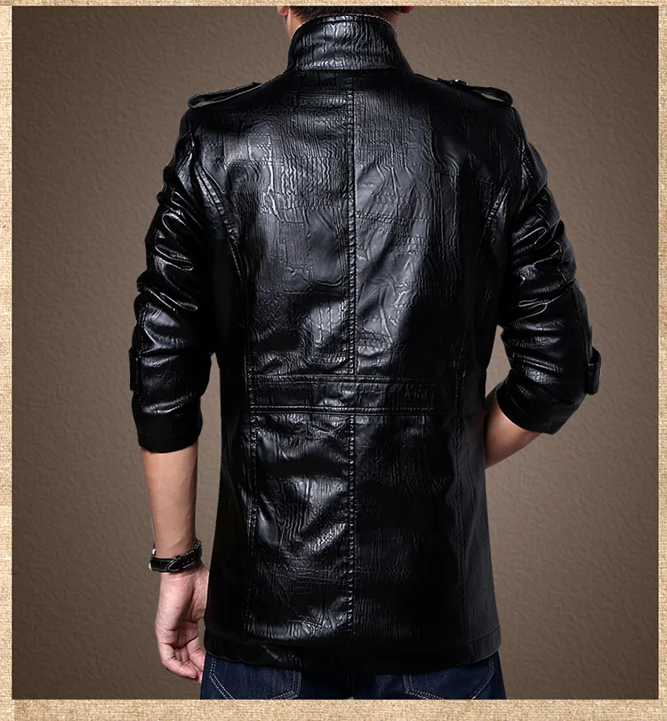 Brand Leather Jacket Men Slim Warm Mens Washed Leather Motorcycle Biker Jackets Standing Collar Coat Plus Size 4XL Outwear Parka men's genuine leather motorcycle jackets