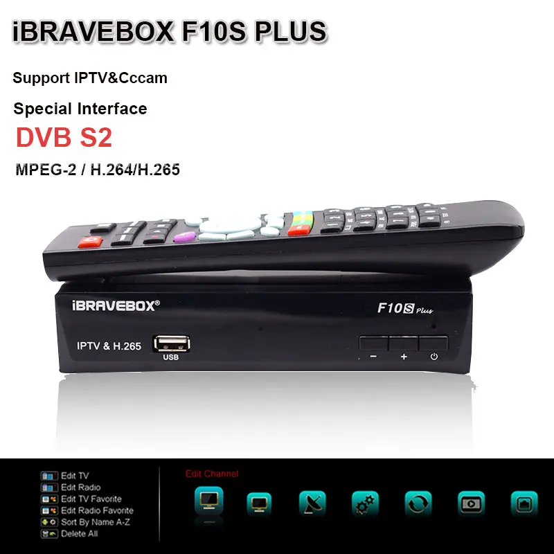 IBRAVEBOX F10S плюс спутниковый ресивер HD H.265 ручное сканирование каналов PK DVB-S/S2 для Испании арабский Cccam