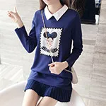 2016-5XL-4XL-3XL-Autumn-Women-Fashion-Slim-Peter-pan-Collar-Appliques-Long-sleeve-Back-Button