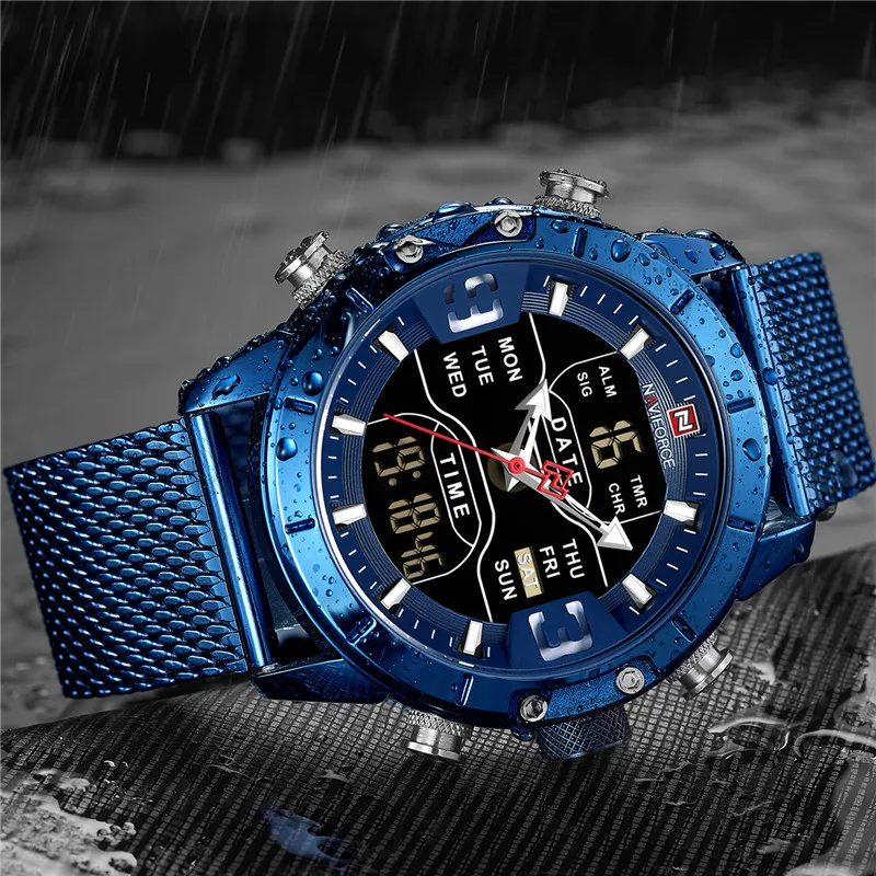 NAVIFORCE 9153 мужские часы Топ бренд модные спортивные водонепроницаемые кварцевые