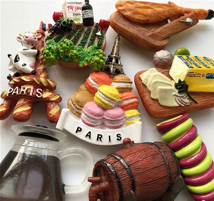 Франция Париж корова пирамида из Макарон ветчина хлеб 3D магниты на холодильник сувениры для туристов холодильник магнитные наклейки подарок