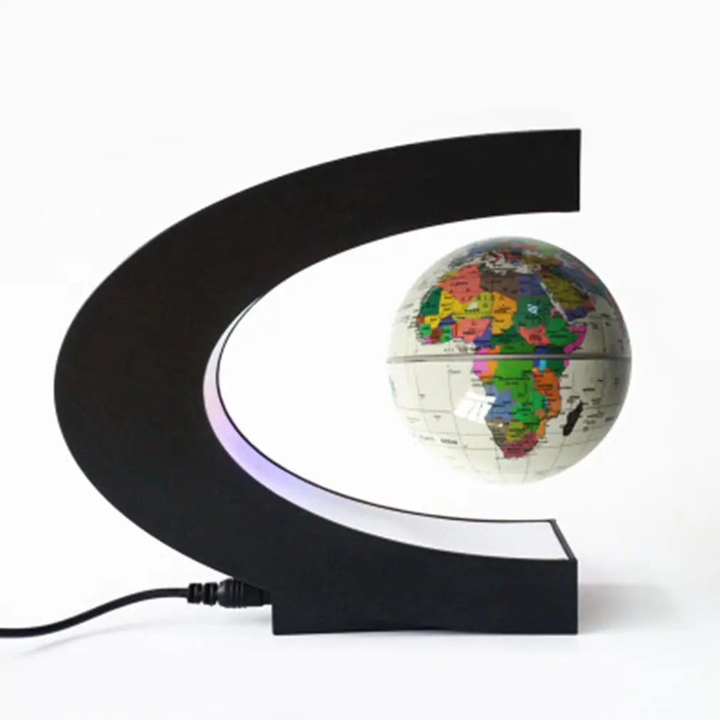 

LED Magnetic Globe World Map for Birthday Gift Home C Shape Floating Table Night Light Desk Lamp US Plug