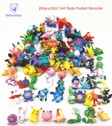 24 шт. 144 стиль Японский Pocket Monster цифры pokeball Пикачу charizard фигурка figuras кукла партия для Вечерние Партии питания