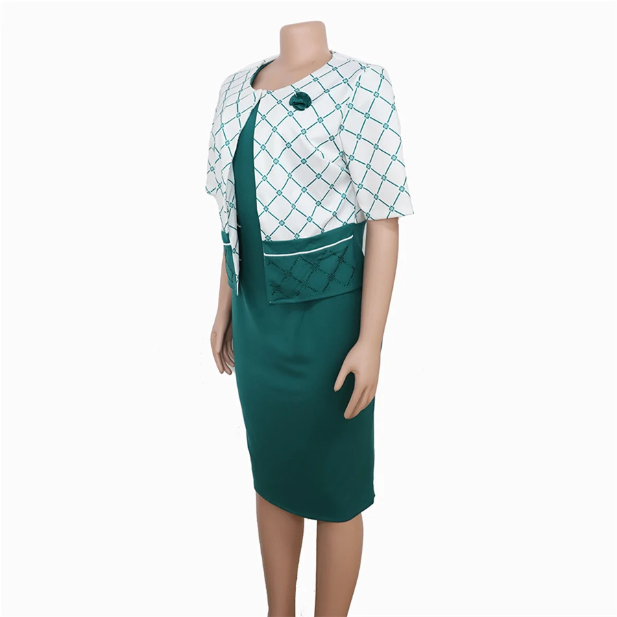 BAIBAZIN African Dresses for Woman Dress Print Jacket Dress Suit Female