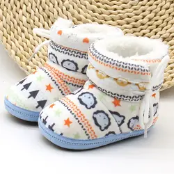 Малыш младенческой новорожденных принтом сапоги на мягкой подошве сапоги Prewalker теплая обувь