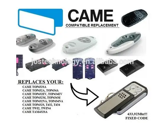 

CAME TOP432NA,TOP434NA,TOP432A,TOP434A,TOP432SA,TWIN2,TAM432SA replacement remote control