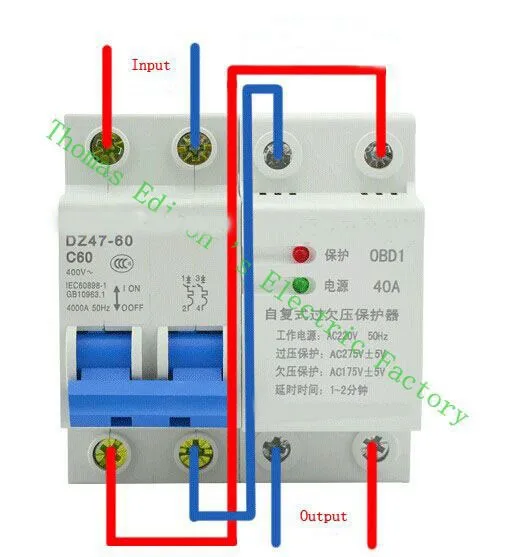 DZHRGQ-40 AC 6A~ 63A 230V din-рейка автоматическое восстановление над и под напряжением регулируемое защитное устройство предохранитель