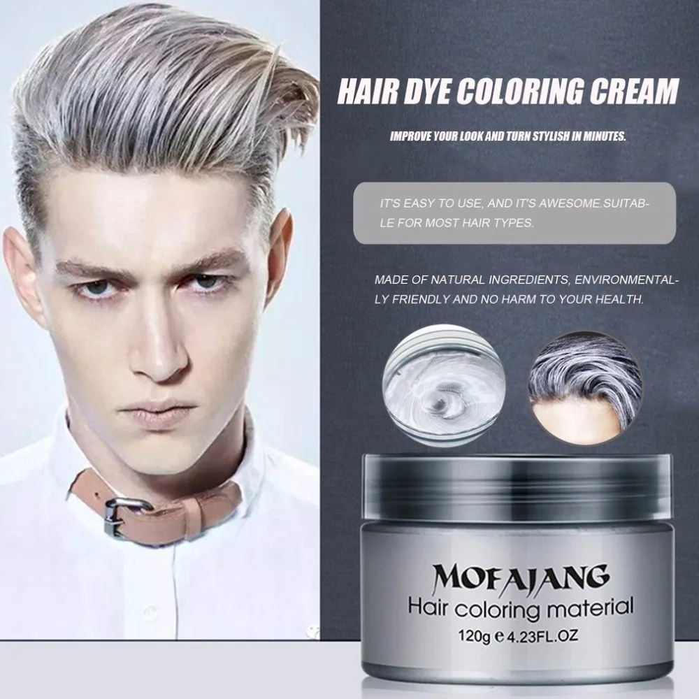 Краска для мужчин купить. Unisex hair Color Wax Mud Dye Cream temporary Painting Modeling 7 Color mofajang. Mofajang hair Color Wax Silver. Серебряная краска для волос мужская. Серебристая краска для волос мужская.