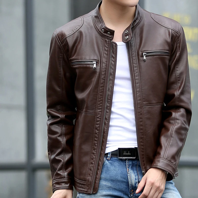

5XL Plus Size Mens Leather Jacket Winter Slim Casual Skin Jacket Men Faux Coats Motorcycle Zipper Bikier Male Brand Korean Style
