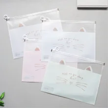 Прозрачная папка для документов на молнии с изображением кошачьих усов, Сумка для документов, канцелярская сумка