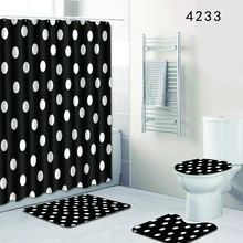 Nueva alfombrilla de baño HomeMiYN, redonda blanca, negra, decoración de baño, alfombrilla de baño antideslizante, 4 uds, 12 ganchos, cortinas de ducha, almohadilla impermeable