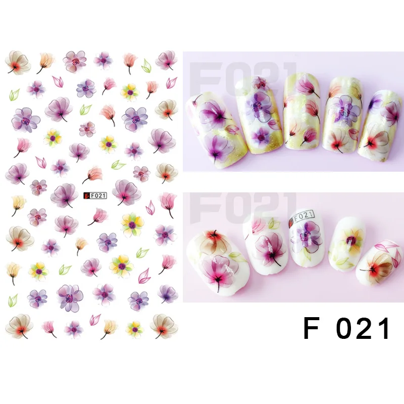 WYUEN новая наклейка с цветком для ногтей Наклейка из хны 3D моделирование лист Маникюр для ногтей Дизайн ногтей украшения для женщин N-F 019