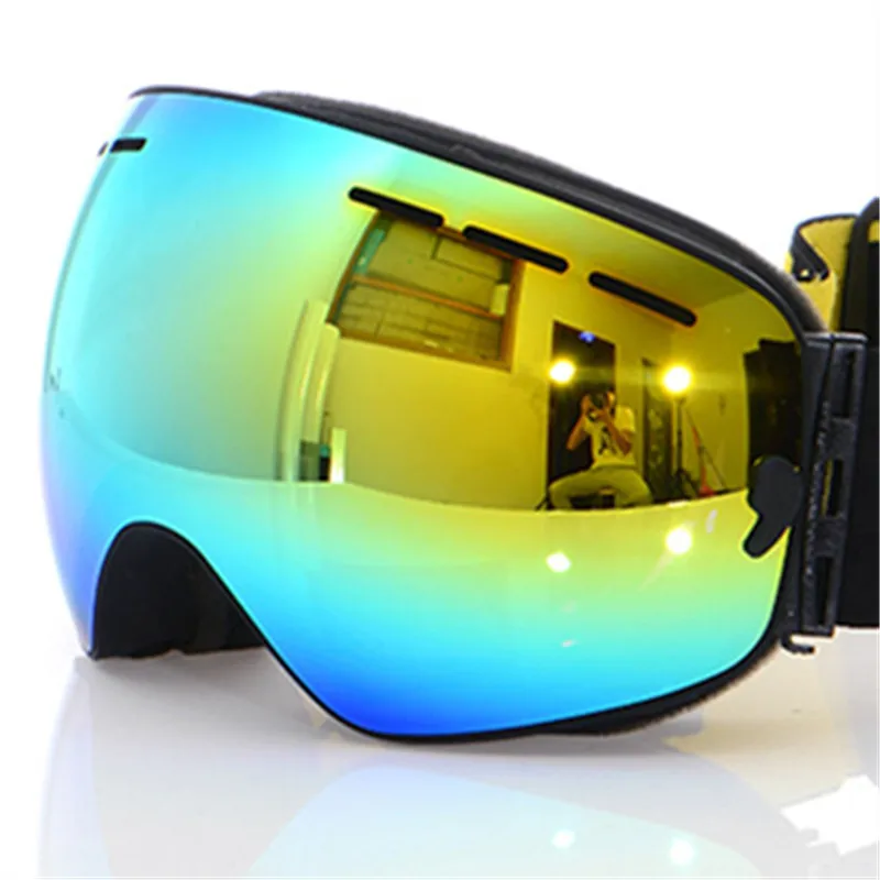 Лыжные очки, новые брендовые Профессиональные противотуманные двойные линзы UV400 большие сферические мужские и женские лыжные очки для катания на лыжах и сноуборде - Цвет: black