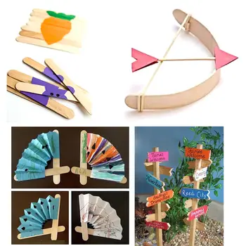 

50pcs Wooden Popsicle Stick Kids Hand Crafts Art Ice Cream Lolly Cake DIY Puzzle Making Funny Children Gift Wholesale