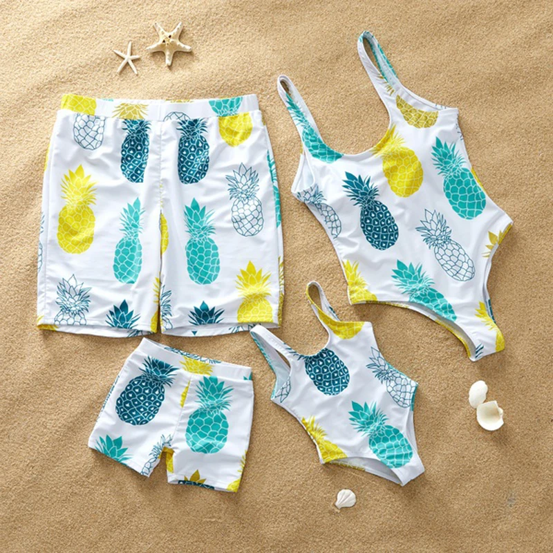 

Family Matching Swimwear Pineapple Swimsuits Mother Daughter Bikini Mommy and Me Clothes Dad Son Swim Trunks Family Outfits Look