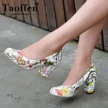 Taoffen/Демисезонные женские туфли с принтом размера плюс 31-47 вечерние свадебные туфли-лодочки на высоком каблуке в стиле принцессы женская обувь