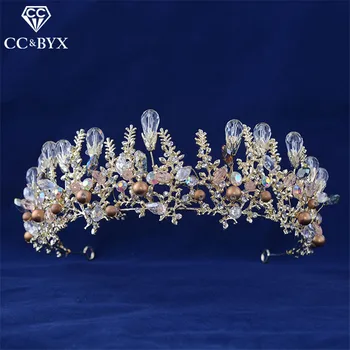 

CC Tiaras And Crowns Vintage CZ Handmade Beads Shine Rhinestone Wedding Hair Accessories For Bride Engagement Jewelry Gift HG756