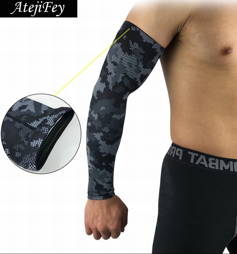 

Print 1 Pair Compression Breathable Cool Dry Cycling Fitness Arm Sleeves Basketball Elbow Support Brace Pain Relief Circulation