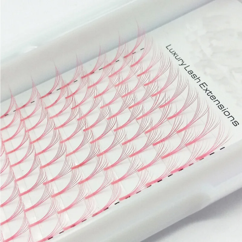 

2019 NEW Pink Color False Eyelash 7D Russian Volume Eyelashes Extension Pre made Fans Lash Eyelash Individual Extensions