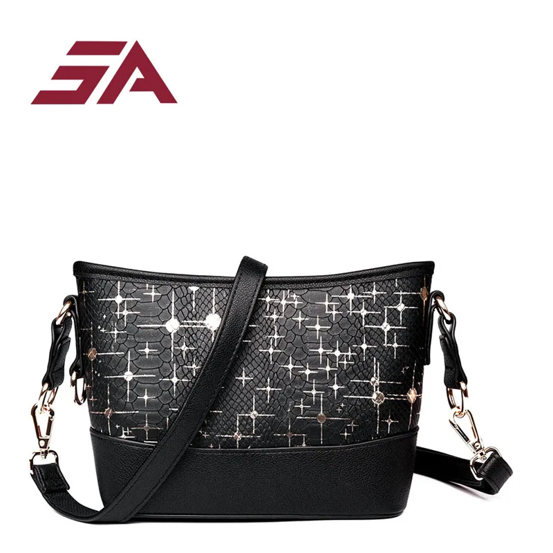 

SA Fashion Colorful patchwork Bucket Bag Shining Women High Quality Pu Leather Shoulder Bag Brand Desinger Ladies Crossbody Bags