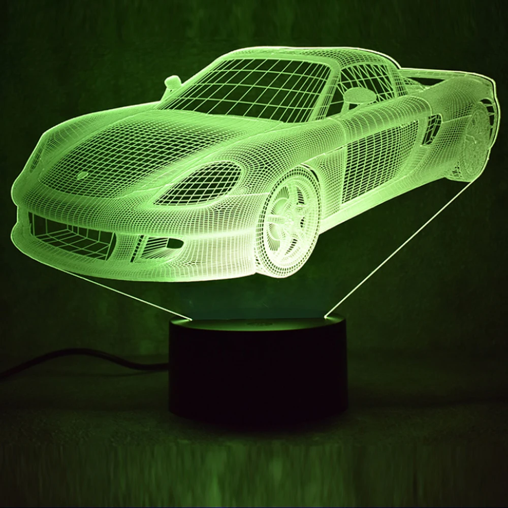 Крутая Автомобильная акриловая 3D лампа с голограммой 7 цветов Изменение ночного света детский сенсорный выключатель цветные огни Светодиодный usb настольная лампа атмосферная лампа