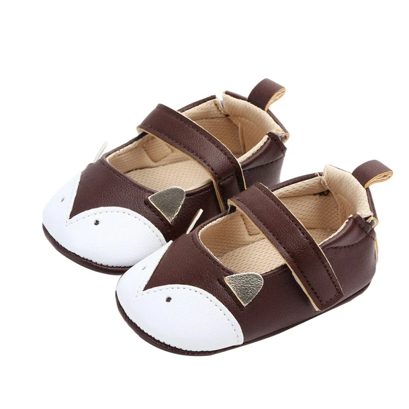 Весенняя обувь для новорожденных мальчиков и девочек Милая обувь с принтом животных нескользящая обувь детская кроватка PU первые ходунки 0-12 месяцев