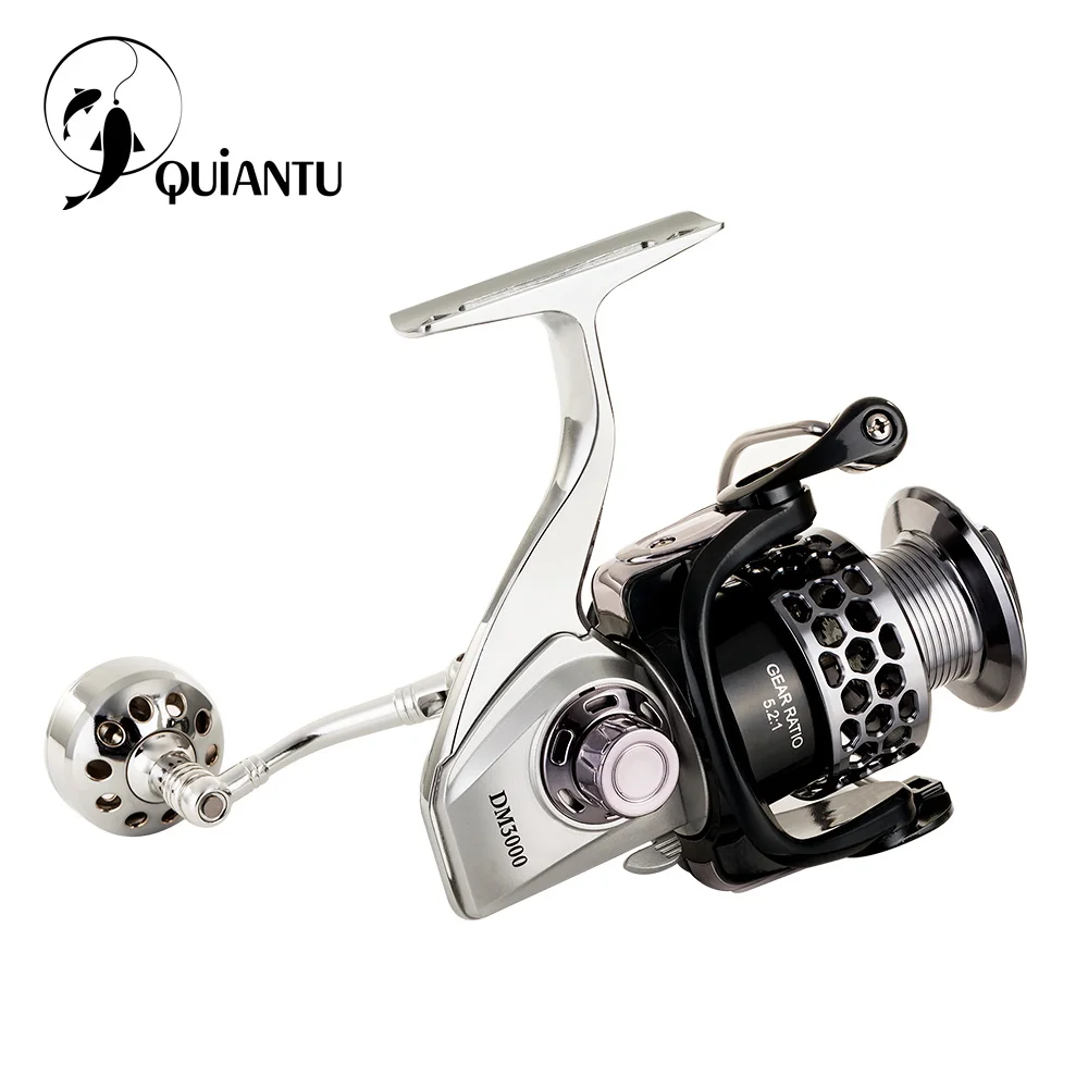 

QUIANTU Brand 5.2:1 14BB Waterproof Carbon Drag Spinning Reel Large Spool 20KG Max Drag Freshwater Pesca Spinning Fishing Reel